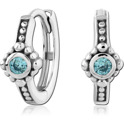 STERLING SILVER 925 RHODIUM COATED JEWELED HUGGIES PAIR