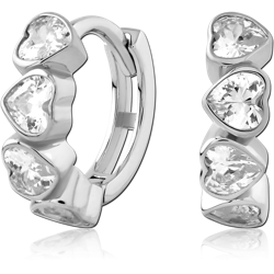 STERLING SILVER 925 RHODIUM COATED JEWELED HUGGIES PAIR