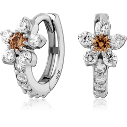 STERLING SILVER 925 RHODIUM COATED JEWELED HUGGIES PAIR