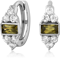 STERLING SILVER 925 RHODIUM COATED JEWELED HUGGIES PAIR