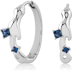 STERLING SILVER 925 RHODIUM COATED JEWELED HUGGIES PAIR