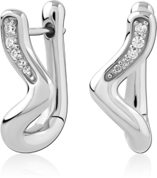 STERLING SILVER 925 RHODIUM COATED JEWELED HUGGIES PAIR