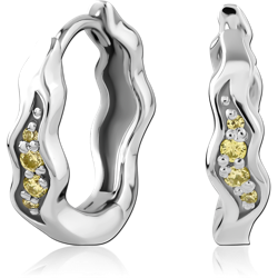 STERLING SILVER 925 RHODIUM COATED JEWELED HUGGIES PAIR