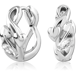 STERLING SILVER 925 RHODIUM COATED JEWELED HUGGIES PAIR