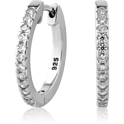 STERLING SILVER 925 RHODIUM COATED JEWELED HUGGIES PAIR