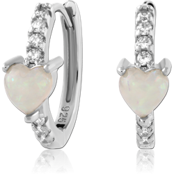 STERLING SILVER 925 RHODIUM COATED JEWELED HUGGIES PAIR SPECIAL NEW DESIGN