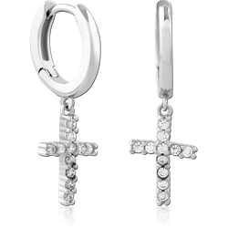 STERLING 925 SILVER PLATED JEWELED HUGGIES PAIR
