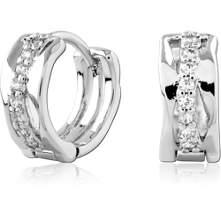STERLING 925 SILVER PLATED JEWELED HUGGIES PAIR