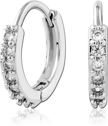 STERLING 925 SILVER PLATED JEWELED HUGGIES PAIR