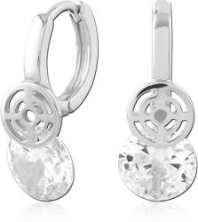 STERLING SILVER 925 RHODIUM COATED JEWELED HUGGIES PAIR SPECIAL NEW DESIGN
