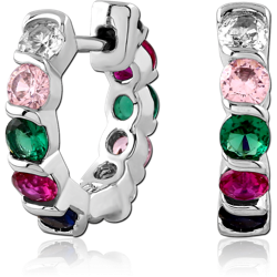 STERLING 925 SILVER PLATED JEWELED HUGGIES PAIR