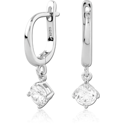 STERLING 925 SILVER PLATED JEWELED HUGGIES PAIR