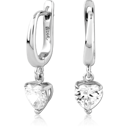 STERLING SILVER 925 RHODIUM COATED JEWELED HUGGIES PAIR SPECIAL NEW DESIGN