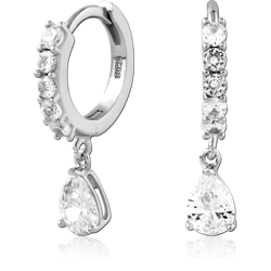 STERLING SILVER 925 RHODIUM COATED JEWELED HUGGIES PAIR SPECIAL NEW DESIGN