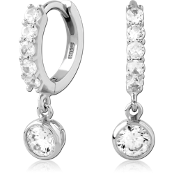 STERLING SILVER 925 RHODIUM COATED JEWELED HUGGIES PAIR SPECIAL NEW DESIGN