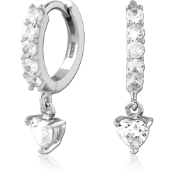 STERLING SILVER 925 RHODIUM COATED JEWELED HUGGIES PAIR SPECIAL NEW DESIGN