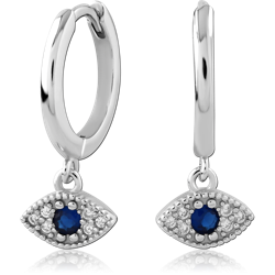 STERLING SILVER 925 RHODIUM COATED JEWELED HUGGIES PAIR SPECIAL NEW DESIGN
