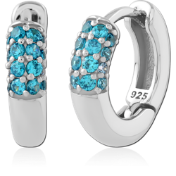 STERLING 925 SILVER RHODIUM PLATED JEWELED HUGGIES PAIR