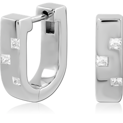 STERLING 925 SILVER RHODIUM PLATED JEWELED HUGGIES PAIR