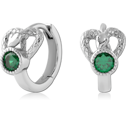 STERLING 925 SILVER RHODIUM PLATED JEWELED HUGGIES PAIR