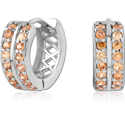 STERLING 925 SILVER PLATED JEWELED HUGGIES PAIR