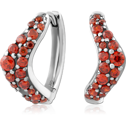 STERLING SILVER 925 RHODIUM COATED JEWELED HUGGIES PAIR