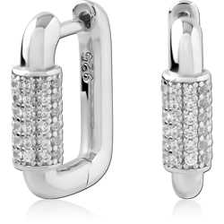 STERLING 925 SILVER PLATED JEWELED HUGGIES PAIR