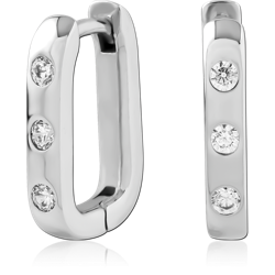 STERLING 925 SILVER PLATED JEWELED HUGGIES PAIR