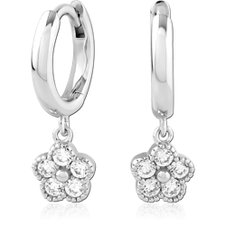 STERLING 925 SILVER PLATED JEWELED HUGGIES PAIR