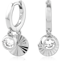 STERLING 925 SILVER PLATED JEWELED HUGGIES PAIR