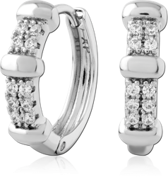 STERLING 925 SILVER PLATED JEWELED HUGGIES PAIR