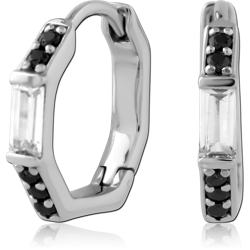 STERLING 925 SILVER RHODIUM PLATED JEWELED HUGGIES PAIR