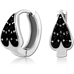 SURGICAL STEEL GRADE 316L JEWELED HUGGIES PAIR - CORDATE