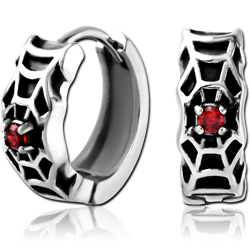 SURGICAL STEEL GRADE 316L JEWELED HUGGIES PAIR - COBWEB