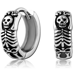 SURGICAL STEEL GRADE 316L HUGGIES PAIR - SKULL