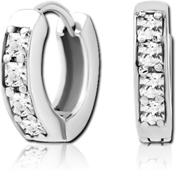 SURGICAL STEEL GRADE 316L JEWELED HUGGIES PAIR