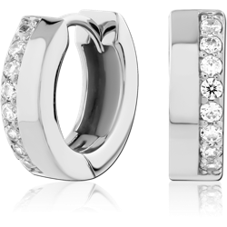 SURGICAL STEEL GRADE 316L JEWELED HUGGIES PAIR