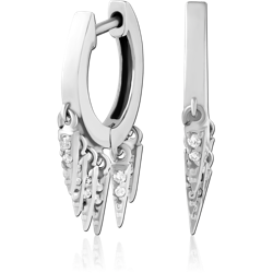 SURGICAL STEEL GRADE 316L JEWELED HUGGIES PAIR