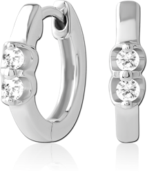 SURGICAL STEEL GRADE 316L JEWELED HUGGIES PAIR