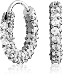 SURGICAL STEEL GRADE 316L JEWELED HUGGIES PAIR