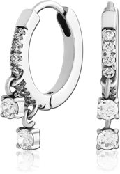 SURGICAL STEEL GRADE 316L JEWELED HUGGIES PAIR