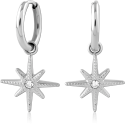 SURGICAL STEEL GRADE 316L JEWELED HUGGIES PAIR SPECIAL NEW DESIGN