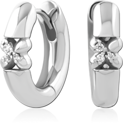 SURGICAL STEEL GRADE 316L JEWELED HUGGIES PAIR