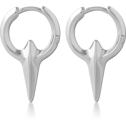 316L SURGICAL STEEL GRADE 316L HUGGIES PAIR POLISHED HOOPS WITH TAPERED SPIKE DROPS