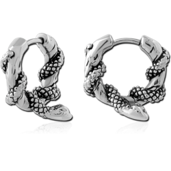 316L SURGICAL STEEL GRADE 316L HUGGIES PAIR TEXTURED COILED WRAP HOOP DESIGN