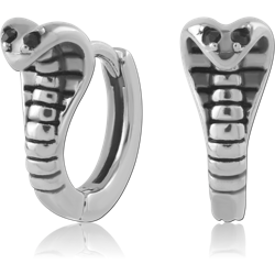 316L SURGICAL STEEL GRADE 316L HUGGIE EARRINGS COBRA SNAKE HEAD