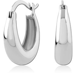STERLING 925 SILVER HUGGIE HOOP EARRINGS CHUNKY OVAL POLISHED FINISH