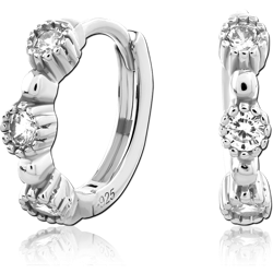 STERLING 925 SILVER JEWELED HUGGIES PAIR