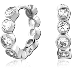 STERLING 925 SILVER JEWELED HUGGIES PAIR