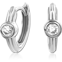 STERLING 925 SILVER JEWELED HUGGIES PAIR